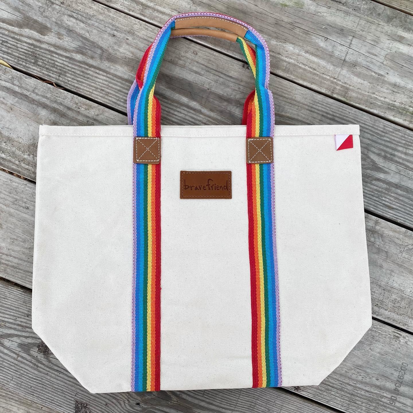 Rainbow canvas tote discount bag